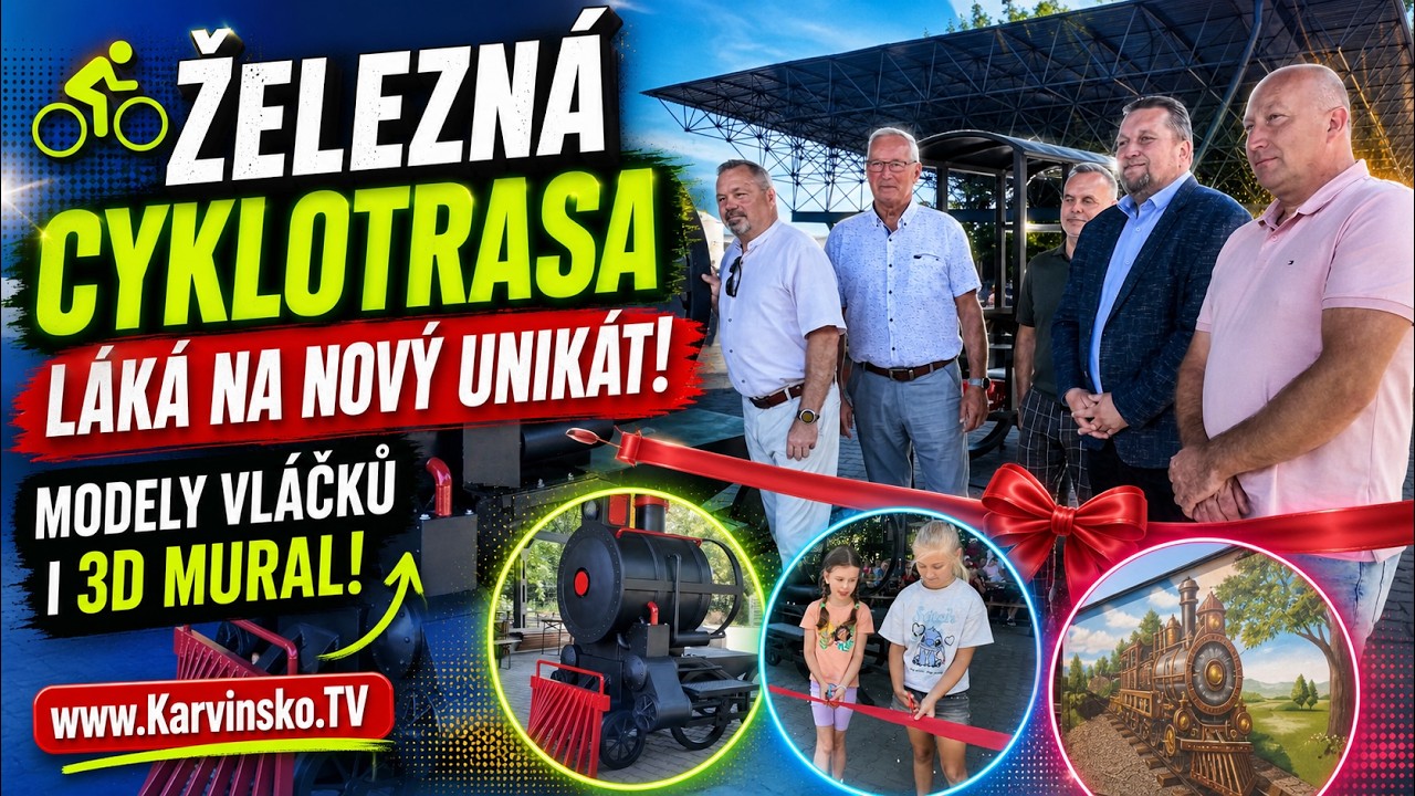 Železná cyklotrasa láká na nový unikát! Nová cyklo zastávka Hranice ohromí modely vláčků i 3D muralem